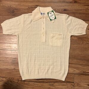 VINTAGE | Cream Knit Polo Shirt